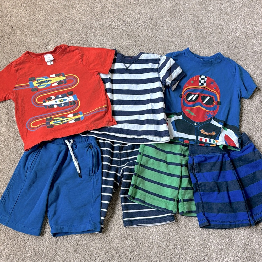 Hanna Andersson boys mix and match outfits (4 shorts, 3 shirts), size 4 (100)